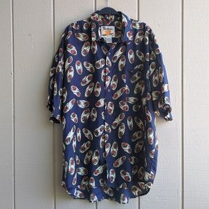 Protest 100% silk button front shirt Xl